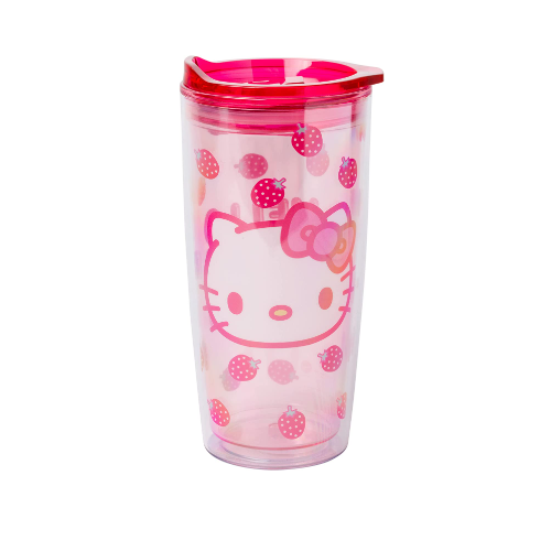 Hello Kitty Strawberry 20oz Spill Resistant Plastic Tumbler 