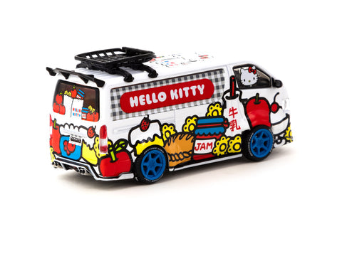 TARMAC WORKS 1/64 TOYOTA HIACE WIDEBODY TARMAC WORKS X HELLO KITTY CAPSULE DELIVERY VAN WITH OIL CAN