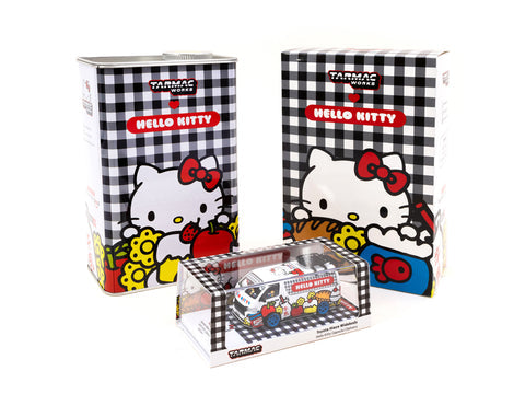 TARMAC WORKS 1/64 TOYOTA HIACE WIDEBODY TARMAC WORKS X HELLO KITTY CAPSULE DELIVERY VAN WITH OIL CAN